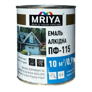 Емаль алкідна ПФ - 115 ТМ "MRIYA" МРІЯ Червона 0.9 кг